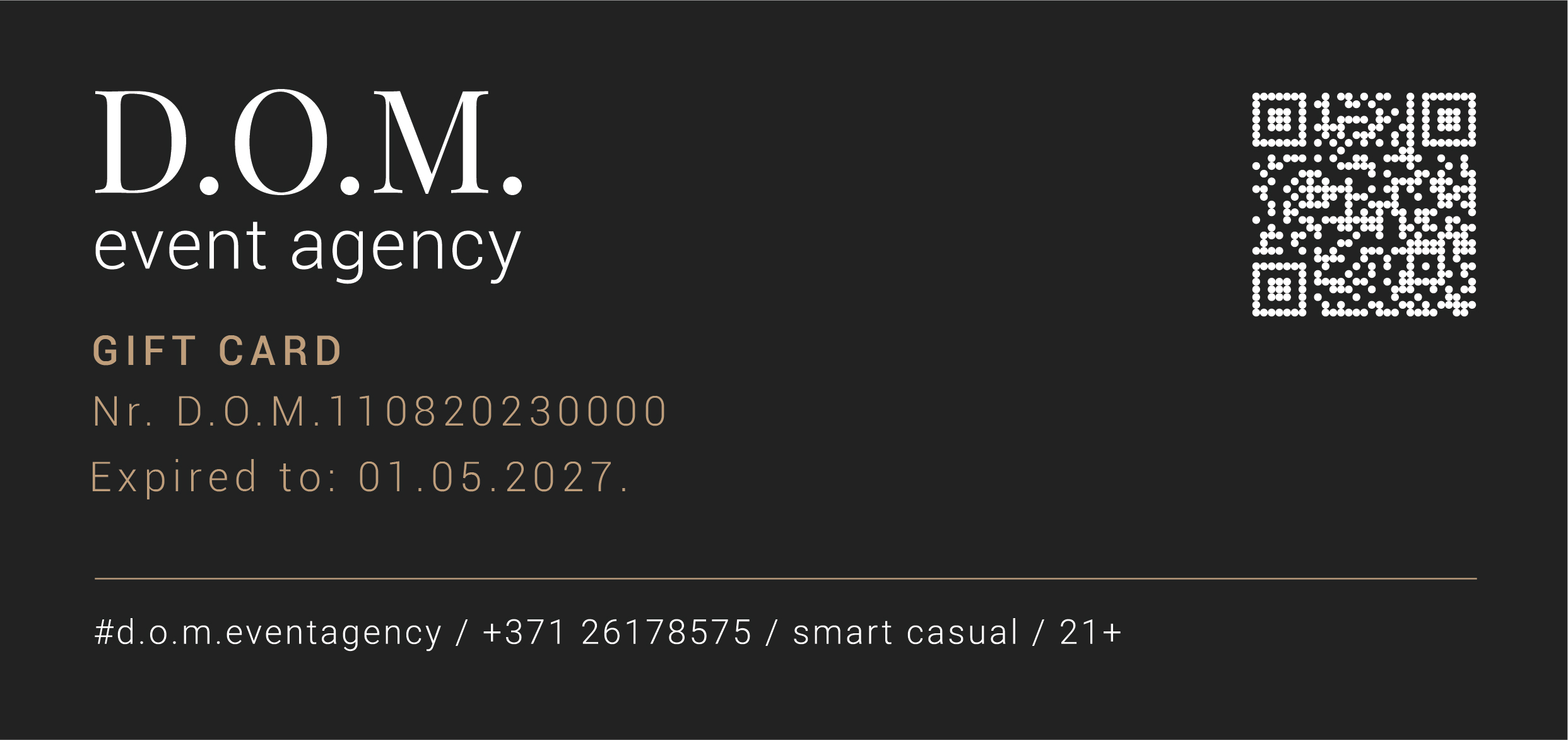 D.O.M. event agency Dāvanu karte (Gift Card)