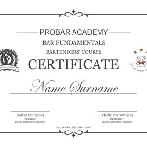 PROBAR ACADEMY – Bar Fundamentals (Bārmeņu kurss)